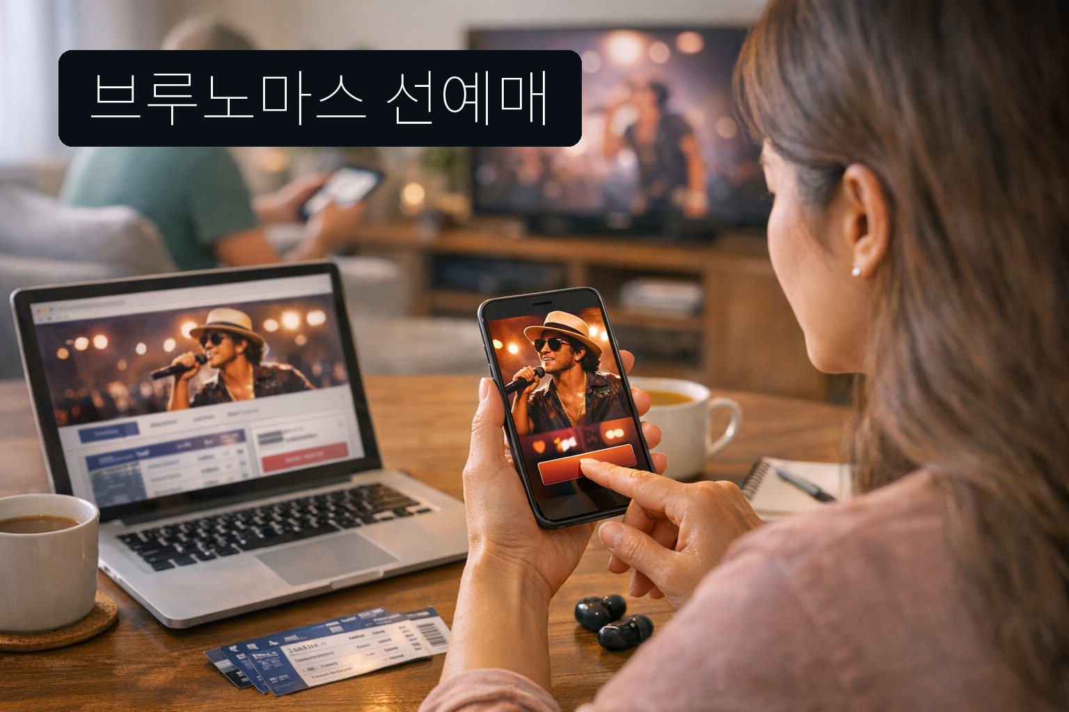 브루노마스 선예매 주제를 현실적인 장면으로 표현한 대표 이미지