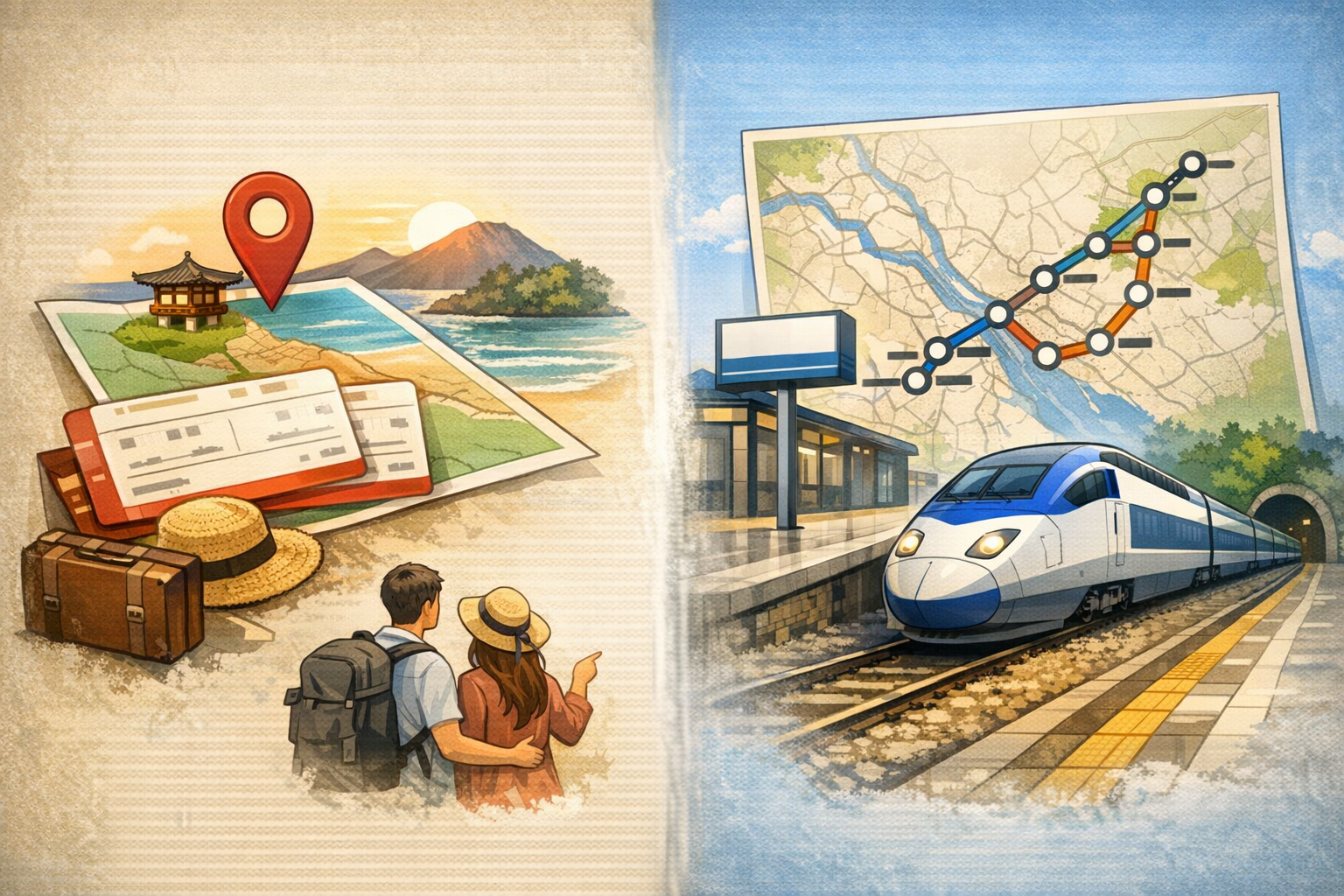 추석 기차표 일반 예매는 ‘목적지’보다 ‘운행 노선’이 기준 차이를 나란히 보여주는 비교 이미지